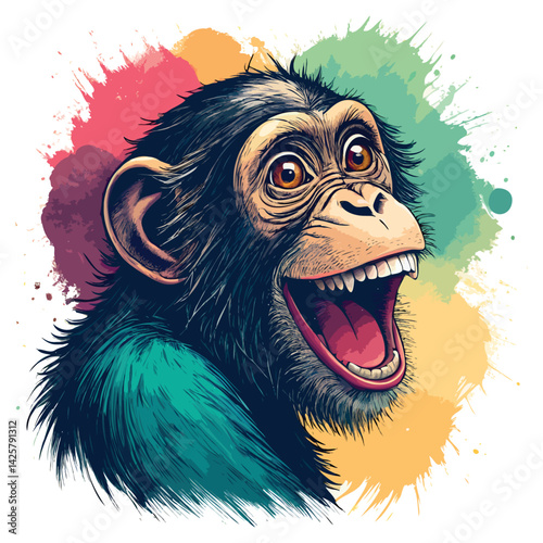 A monkey face print pop art vector style.