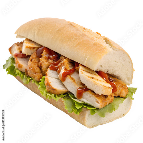 Chicken sub isolation on transparent background