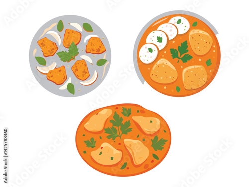 vector illustration of an indian food Chicken Tikka Masala