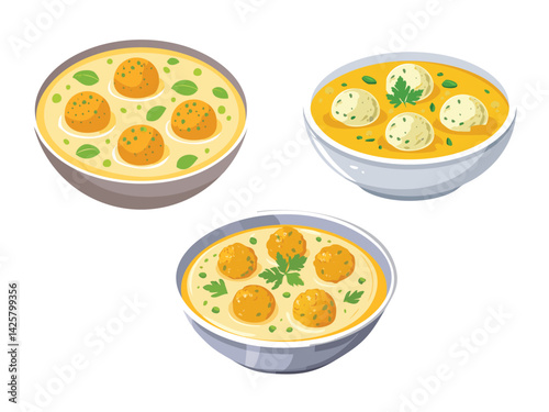 vector illustration of an indian food Malai Kofta (Vegetable Balls in Creamy Gravy)