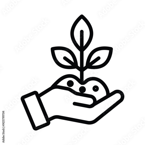 black hand holding plant icon clip art preview