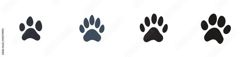 Animal tracks in a range of colors on a black background, cut out transparent Animal tracks in a range of colors on a black background, cut out transparent
