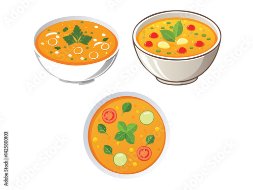 vector illustration of an indian food Sambar (Lentil Vegetable Stew)