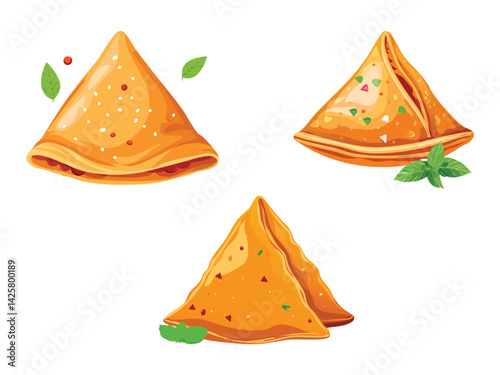 vector illustration of an indian food Samosa (Fried Pastry with Spiced Filling)