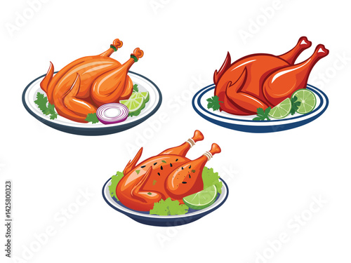 vector illustration of an indian food Tandoori Chicken