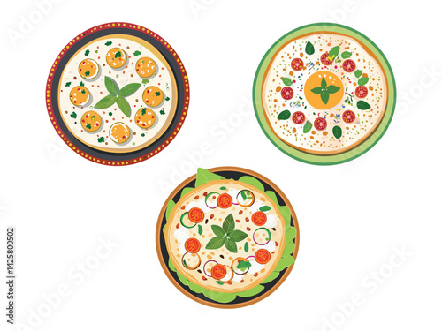 vector illustration of an indian food Uttapam (Savory Pancake)