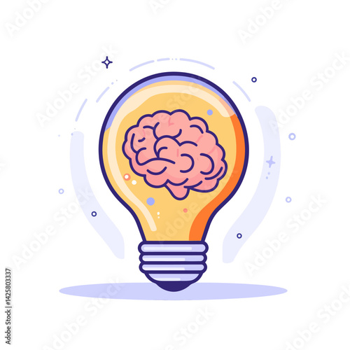 light bulb with brain