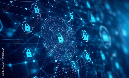 Abstract network of interconnected security locks