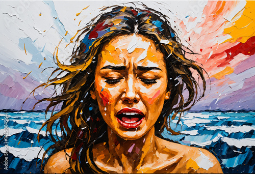 textured painting of a dist...