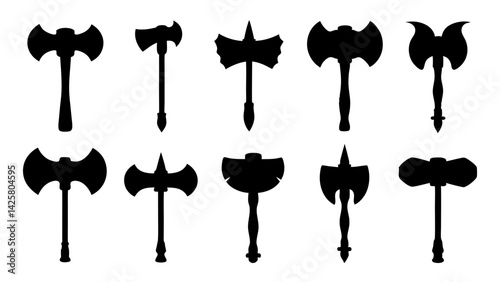 set of hammer silhouette vector on white background