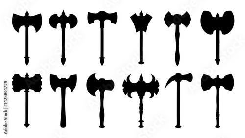 set of hammer silhouette vector on white background