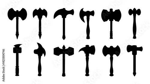 set of hammer silhouette vector on white background