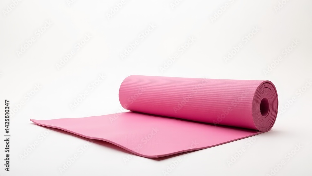 Pink Yoga Mat Partially Rolled Up Pink Yoga Mat Partially Rolled Up
