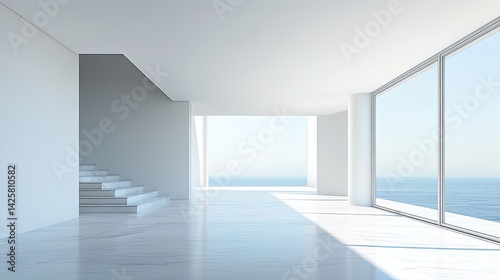 Wallpaper Mural Modern architectural interior design coastal view minimalistic space bright environment open concept Torontodigital.ca