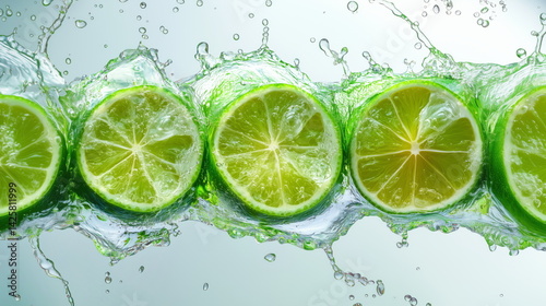 Kitchen action splashing limes close-up
