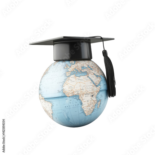 Graduation cap on globe education concept international studies learning abroad scholarship opportunities worldwide university rankings global education system academic achievement higher education