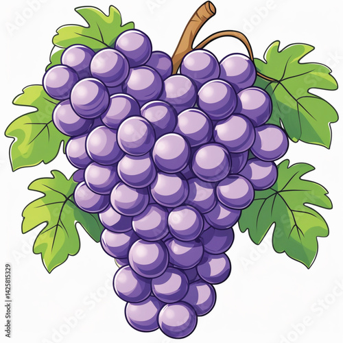 vector illustration of grapes with leaves
