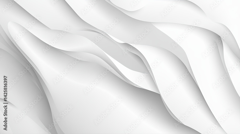 Obraz premium Abstract White Wave Background With Smooth Curves and Subtle Shadows