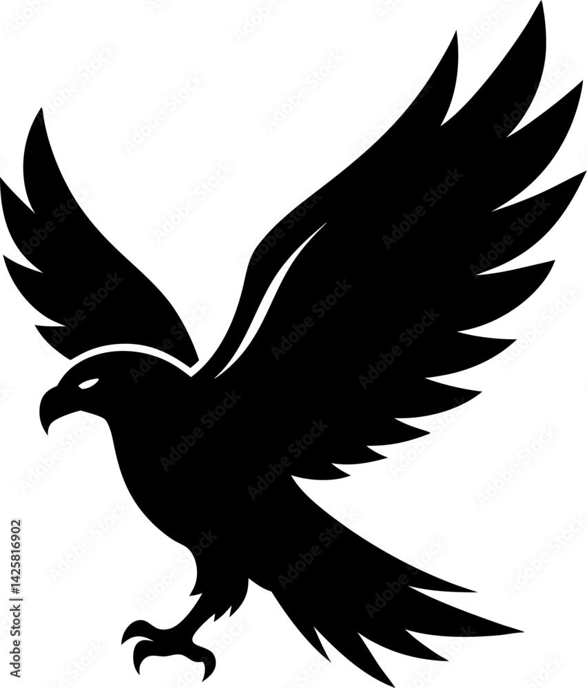 Fototapeta premium Eagle icon Silhouette vector on transparent background