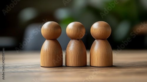Wooden figurines in a row