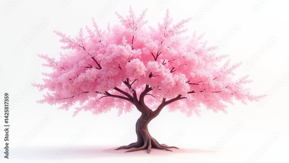 Obraz premium Isolated Pink Cherry Blossom Tree