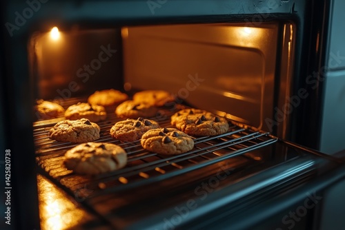 Obraz na płótnie Chocolate chip cookies fresh out the oven. w salonie