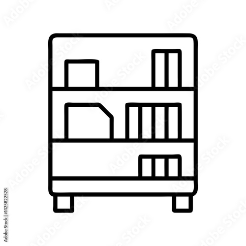 Illustration of bookcase furniture shelving unit bookshelf storage interior design organizer home decor