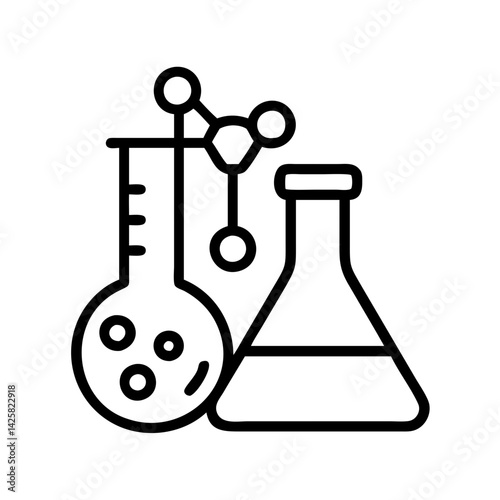 Science lab equipment chemistry flask beaker molecule research experiment laboratory analysis icon vector