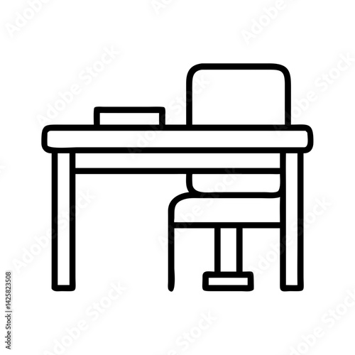 Outline desk chair furniture study workspace office table design interior education school work