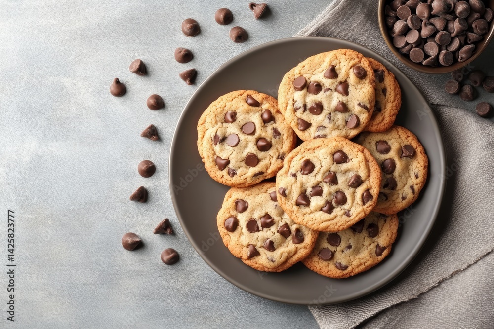 Chocolate chip cookies fresh out the oven.