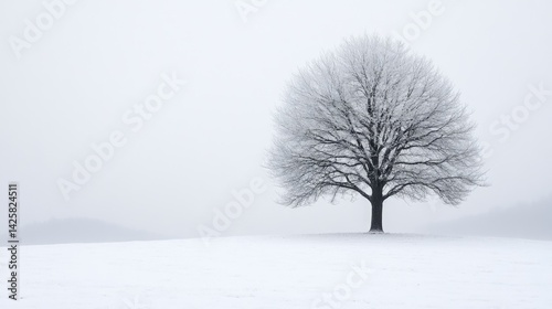 Solitary tree in snowy landscape winter wonderland nature photography isolated view minimalism