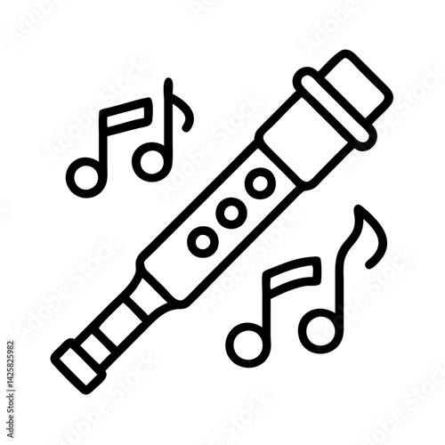 Outline flute music notes musical instrument wind instrument melody harmony sound design icon