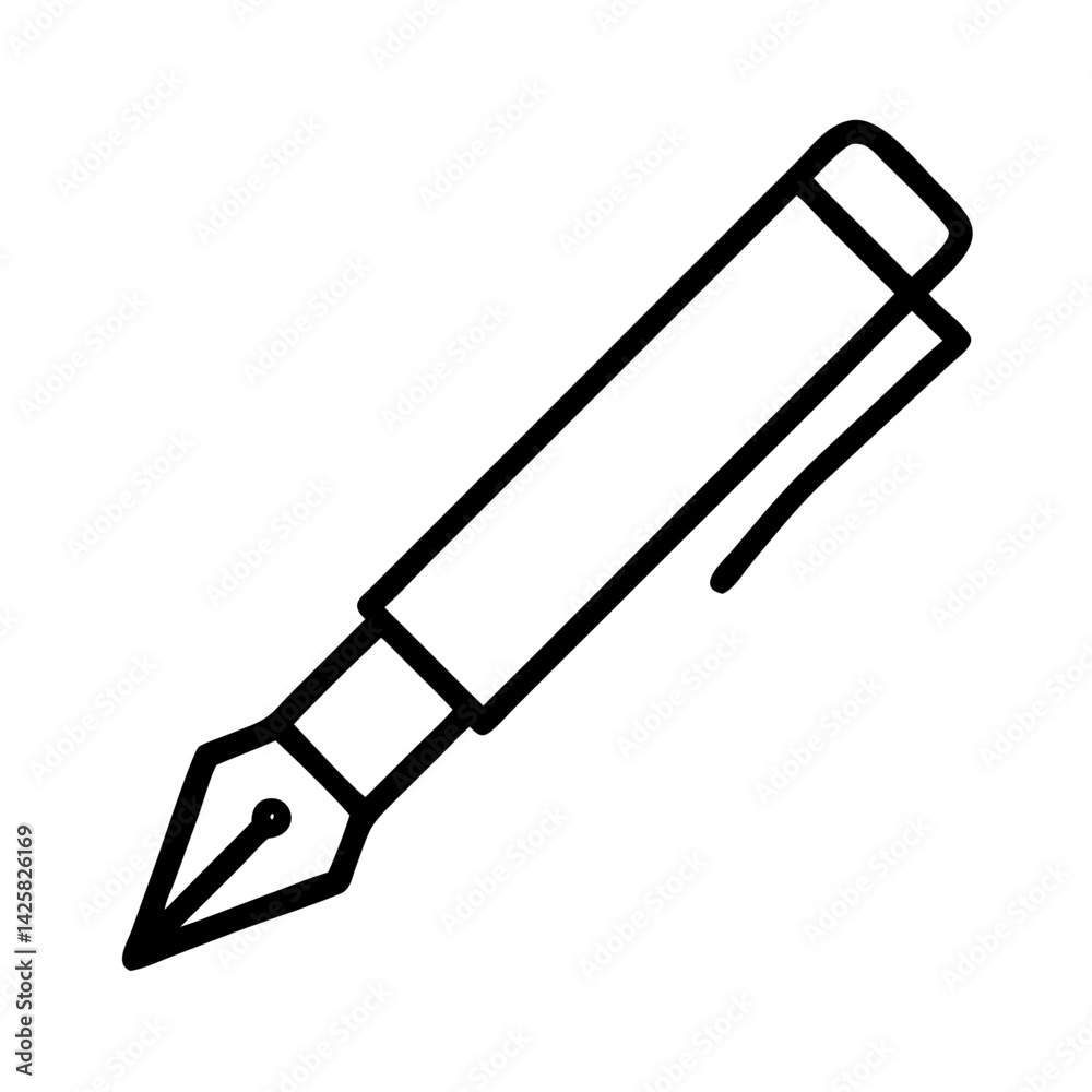 Outline fountain pen writing tool vector illustration for calligraphy design and creative art Outline fountain pen writing tool vector illustration for calligraphy design and creative art