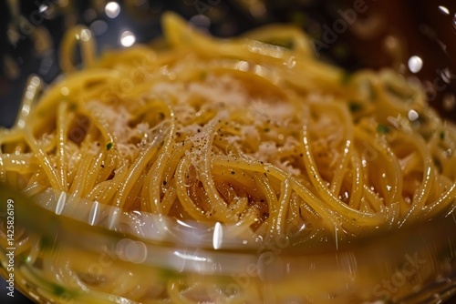 Obraz na płótnie Spaghetti carbonara with parmesan cheese. w salonie