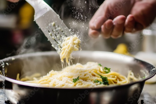 Obraz na płótnie Spaghetti carbonara with parmesan cheese. w salonie