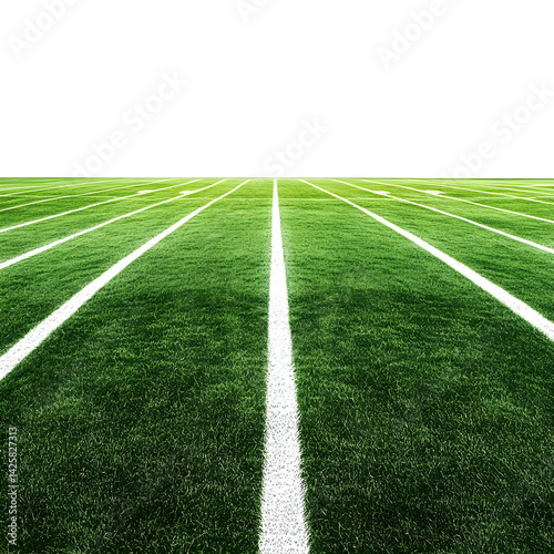 Isolated on white background, football field with painted lines
