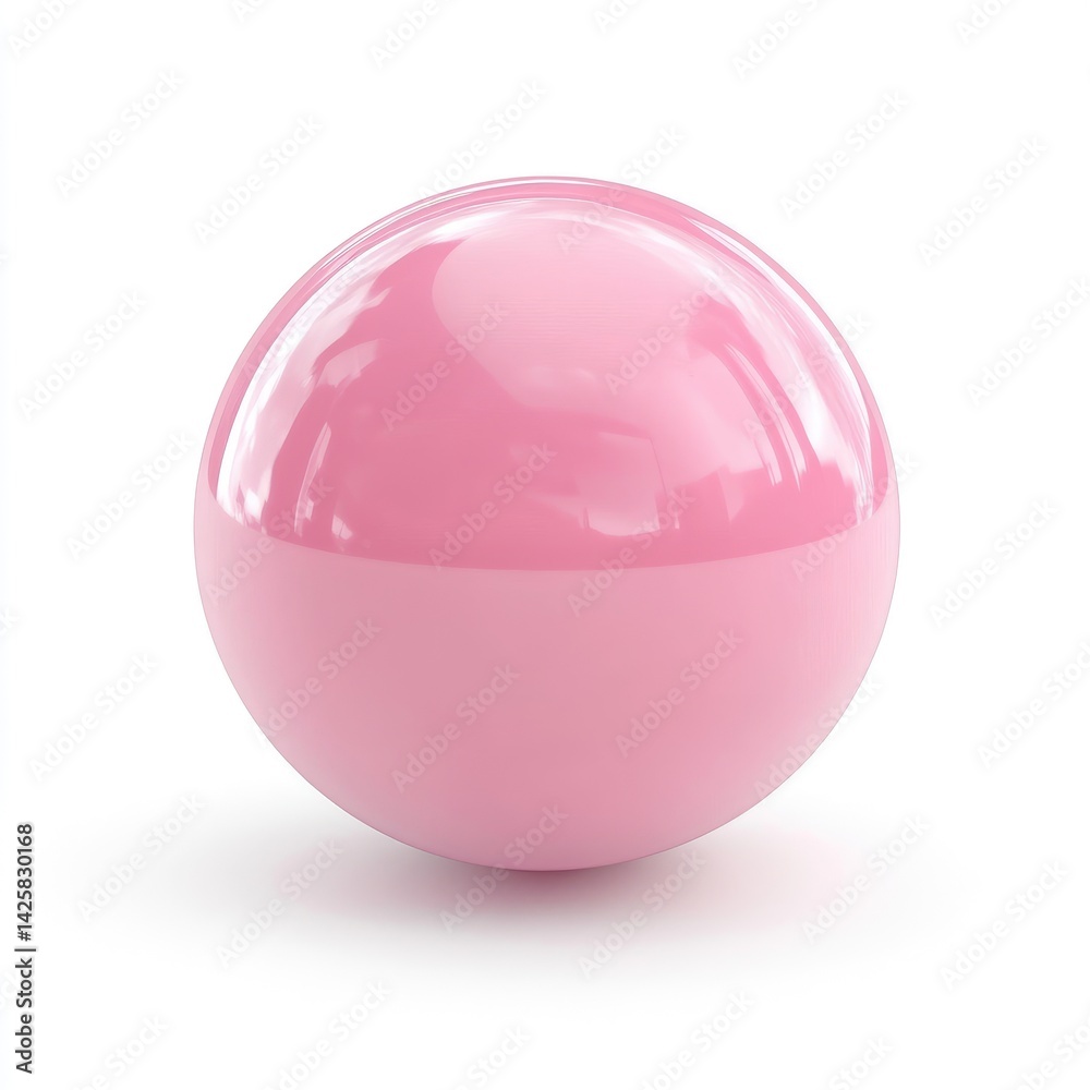 Fototapeta premium Glossy pink sphere against a white background.