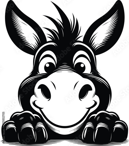 Winking Donkey Face Peeking Silhouette