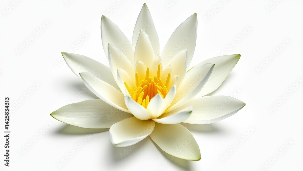 Fototapeta premium White Water Lily Flower Against White
