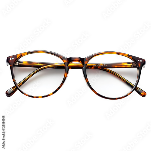Isolated pair of reading glasses on a white background