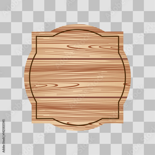 Wooden board sign blank promotion and decoration with transparent background. Wood light banner billboard in old vintage style 