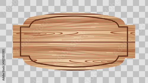 Wooden board sign blank promotion and decoration with transparent background. Wood light banner billboard in old vintage style 