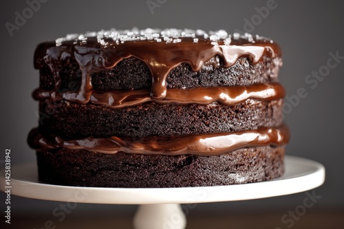 Obraz na płótnie Triple layer chocolate cake with ganache. w salonie