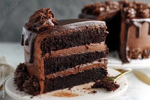 Obraz na płótnie Triple layer chocolate cake with ganache. w salonie