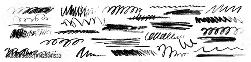  Hand drawn crayon doodle strokes pencil squiggly lines charcoal wavy underline