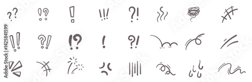 hand drawn cute curly lines expression cartoon movement