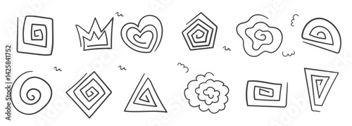 Hand drawn scribble element set