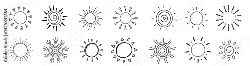 Hand drawn sun doodle illustration