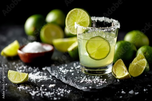 Obraz na płótnie Margarita cocktail with lime and salt rim. w salonie