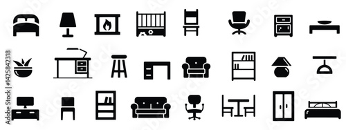 home and furniture icons vector design